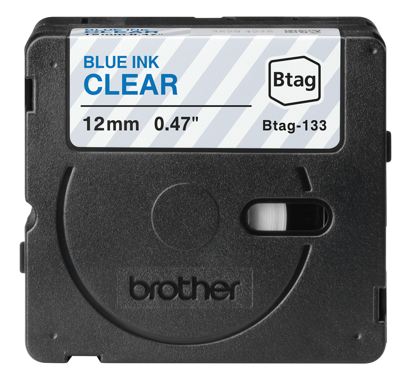 Ptouch Brother BTAG-133 Schriftband – Blau auf Transparent – 12 mm × 4 m – für Brother PT-N10/N20/N25BT