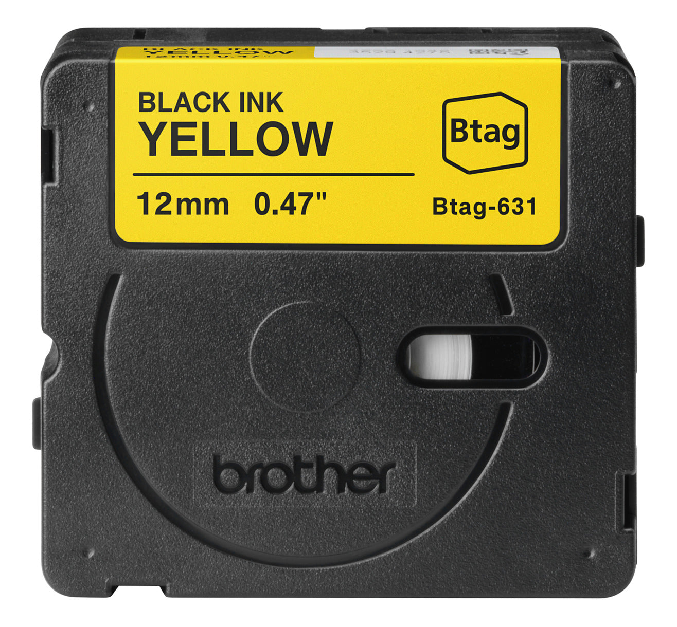 Ptouch Brother BTAG-631 Schriftband – Schwarz auf Gelb – 12 mm × 4 m, nicht laminiert – für Brother P-touch