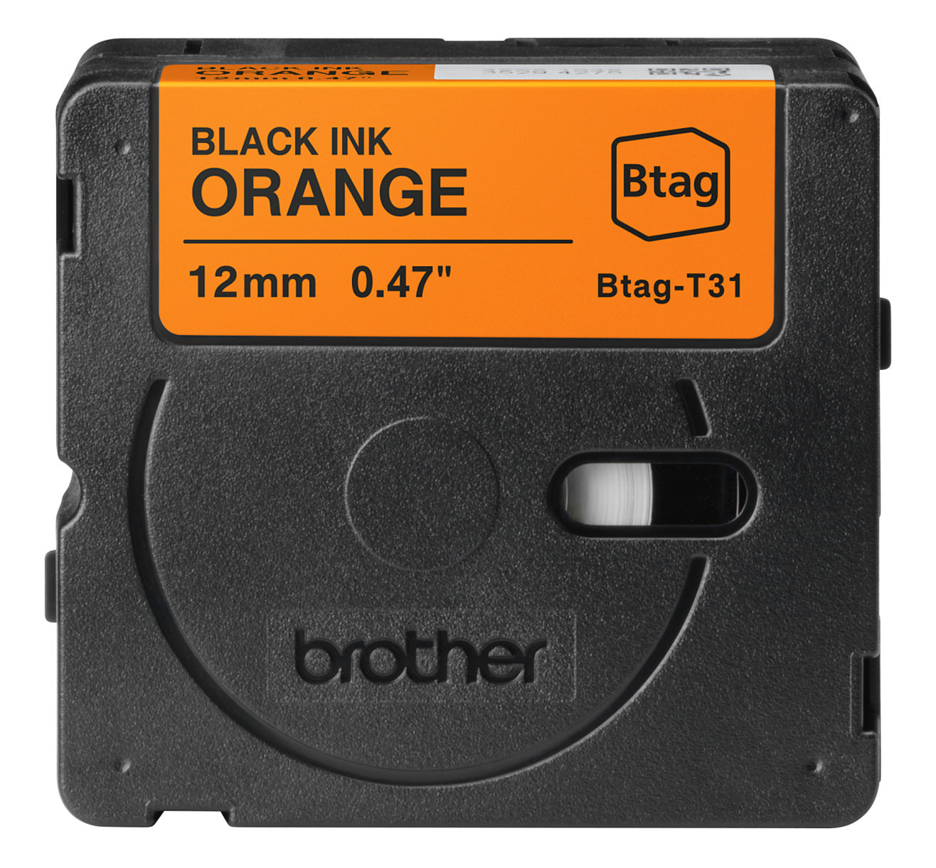 Ptouch Brother BTAG-T31 Schriftband – Schwarz auf Orange – 12 mm × 4 m, nicht laminiert – für Brother PT-N10/N20/N25B