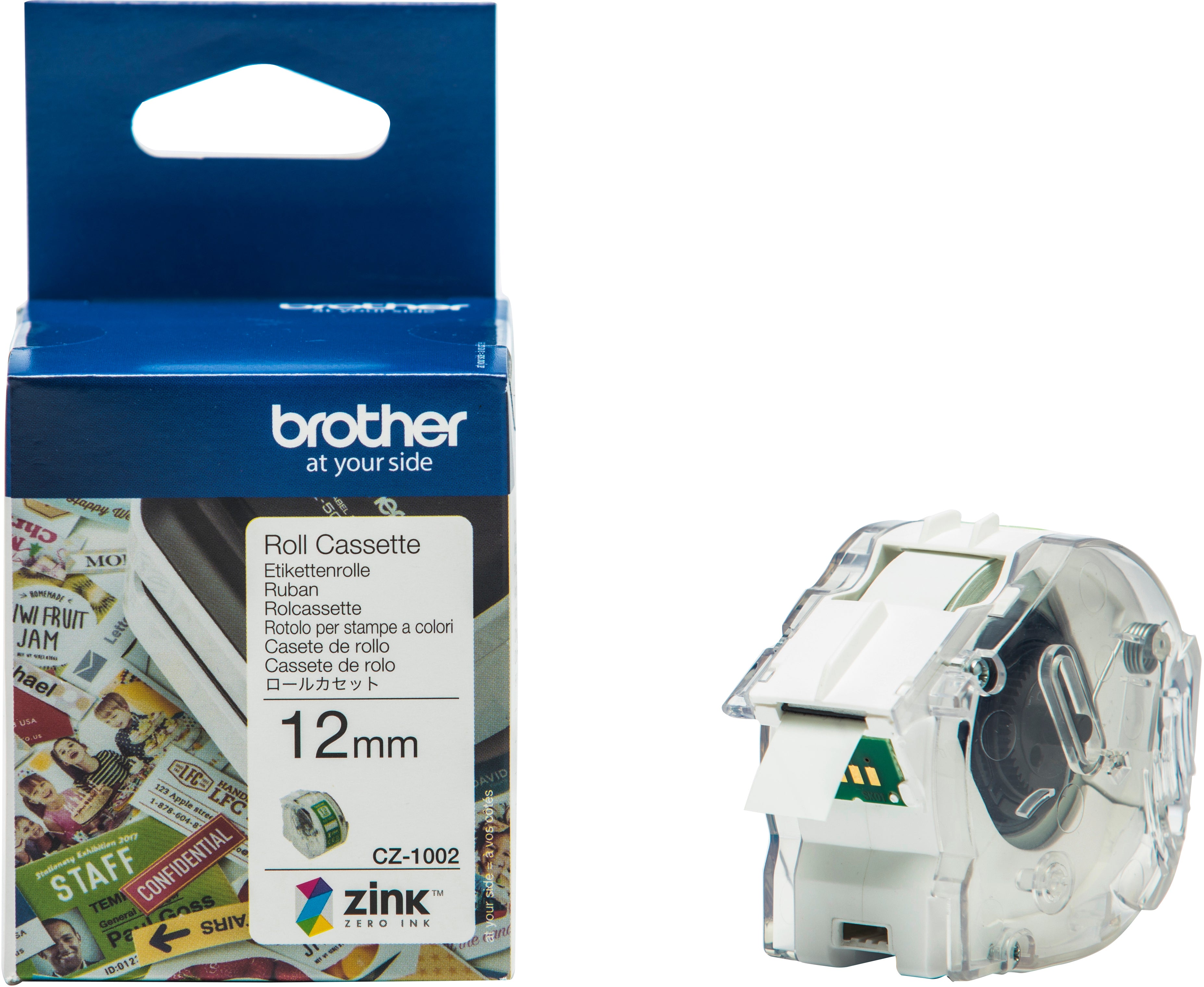 Ptouch Brother CZ-1002 – Endlos-Etiketten 12 mm × 5 m – Papier, farbig – für Brother VC-500W