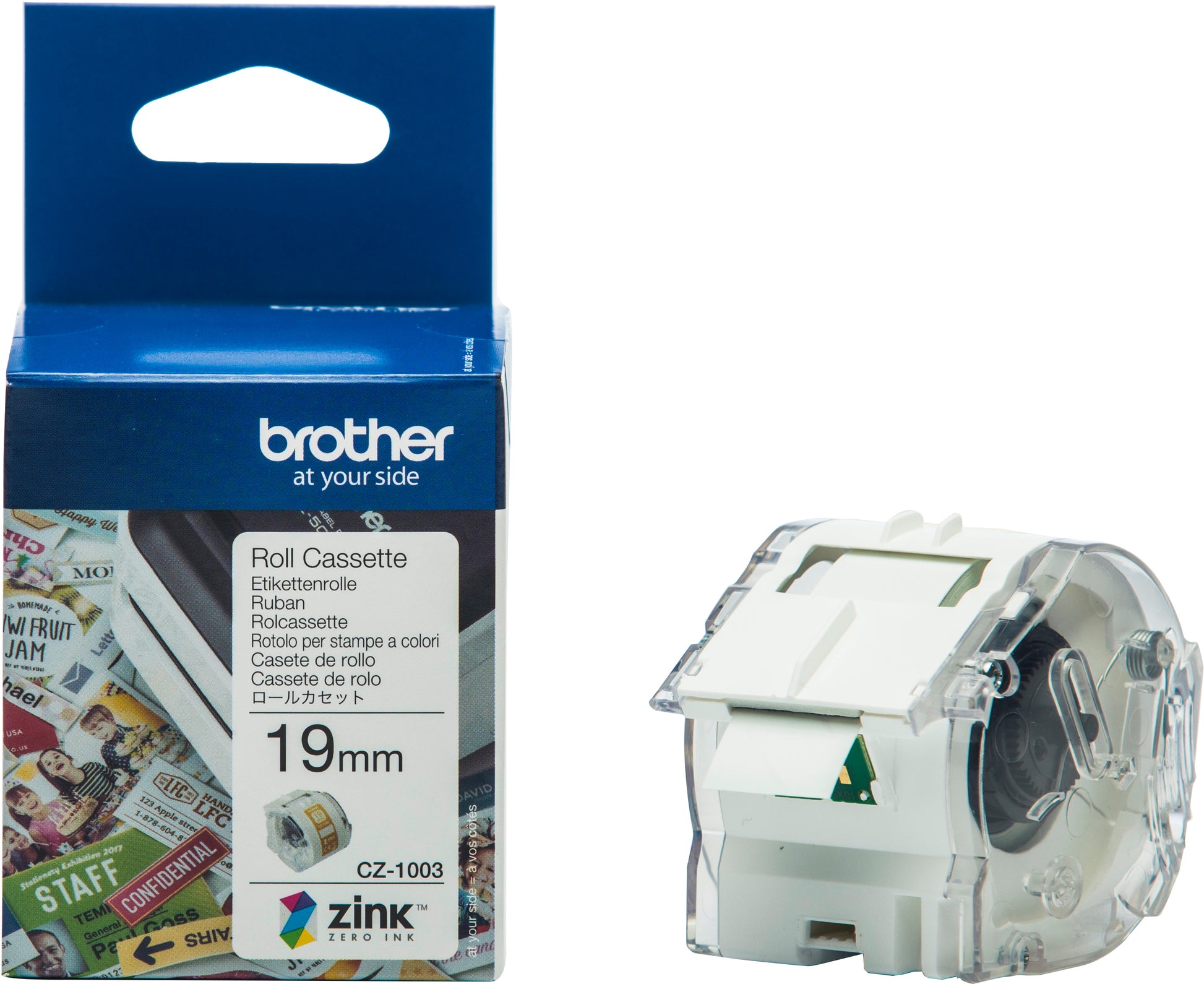Ptouch Brother CZ-1003 – Endlos-Etiketten 19 × 5 m – Papier, farbig – für Brother VC-500W