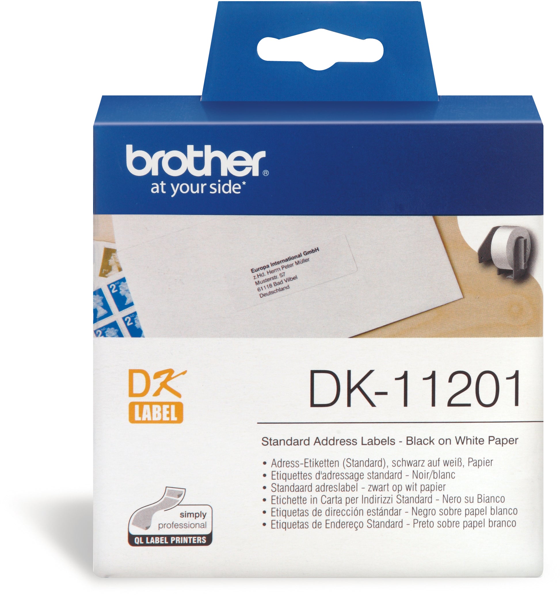 Ptouch Brother DK-11201 – Etiketten (Rolle) 29 × 90 mm – 400 Etiketten/Rolle – für Brother QL‑500/550