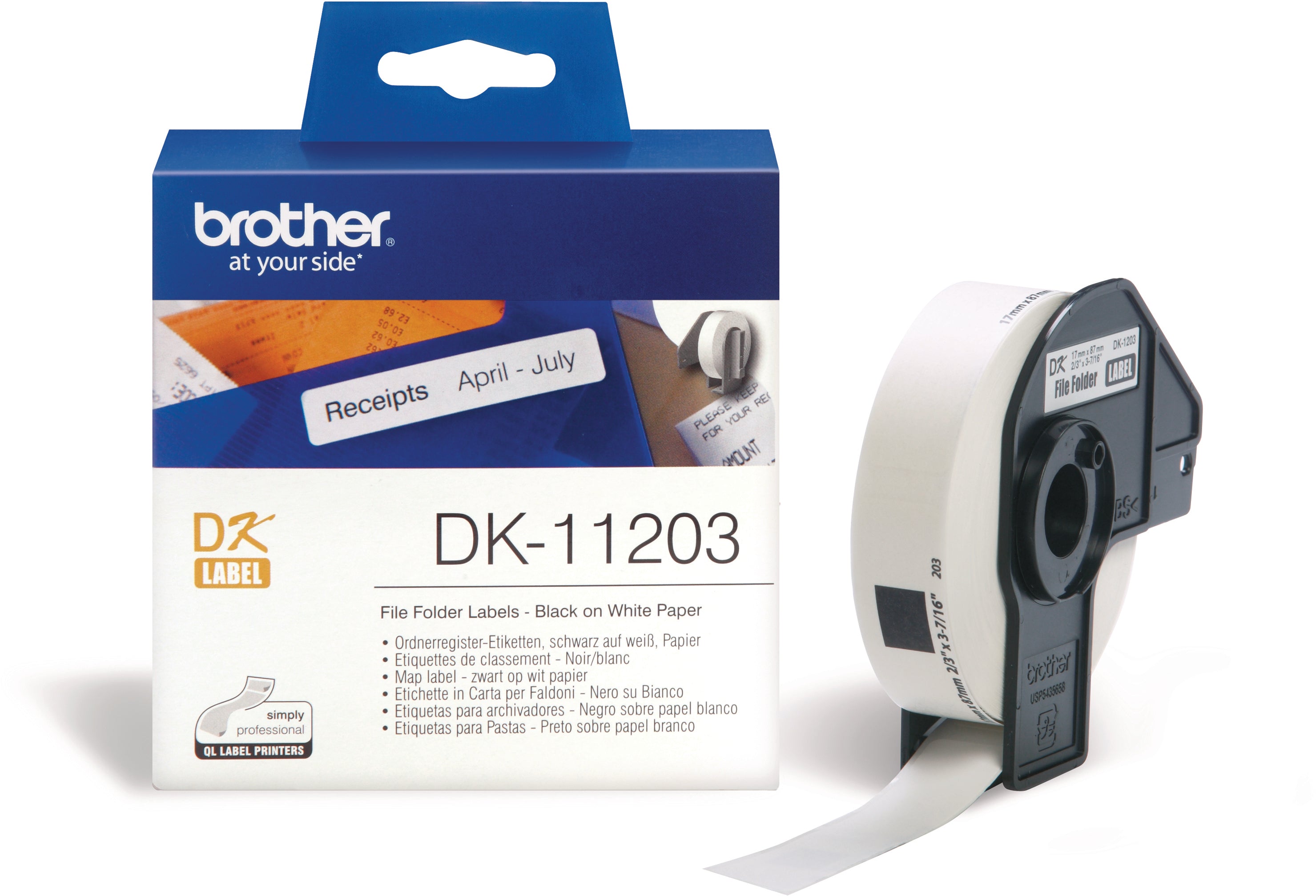 Ptouch Brother DK-11203 – Etiketten (Rolle) 17 × 87 mm – permanent haftend – Thermodirekt – für Brother QL‑500/550