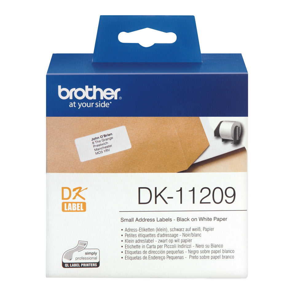 Ptouch Brother DK-11209 – Etiketten (Rolle) 29 × 62 mm – permanent haftend – Thermodirekt – für QL-500/550