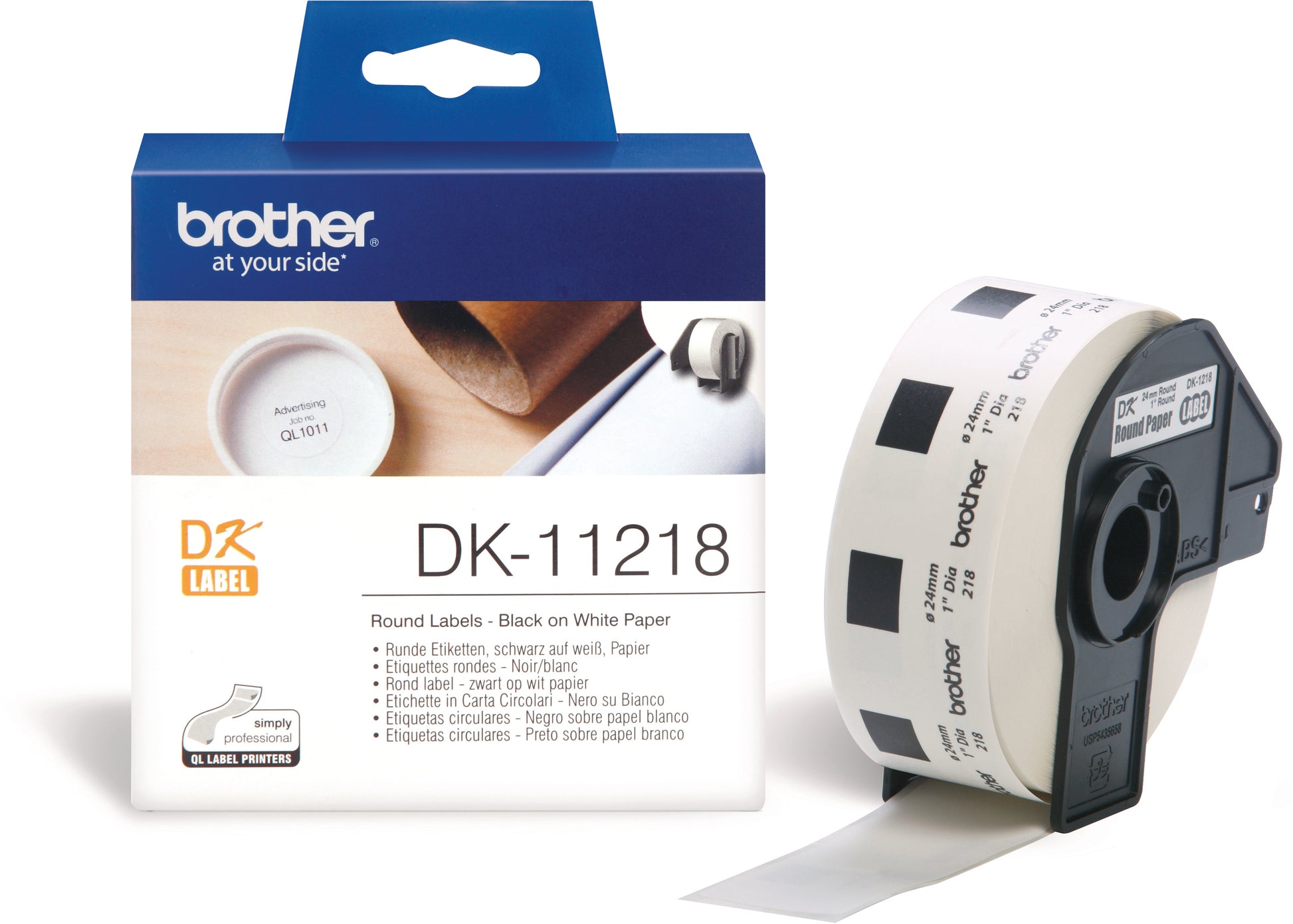 Ptouch Brother DK-11218 – Markierungspunkte Ø 24 mm – für Brother QL-500/550