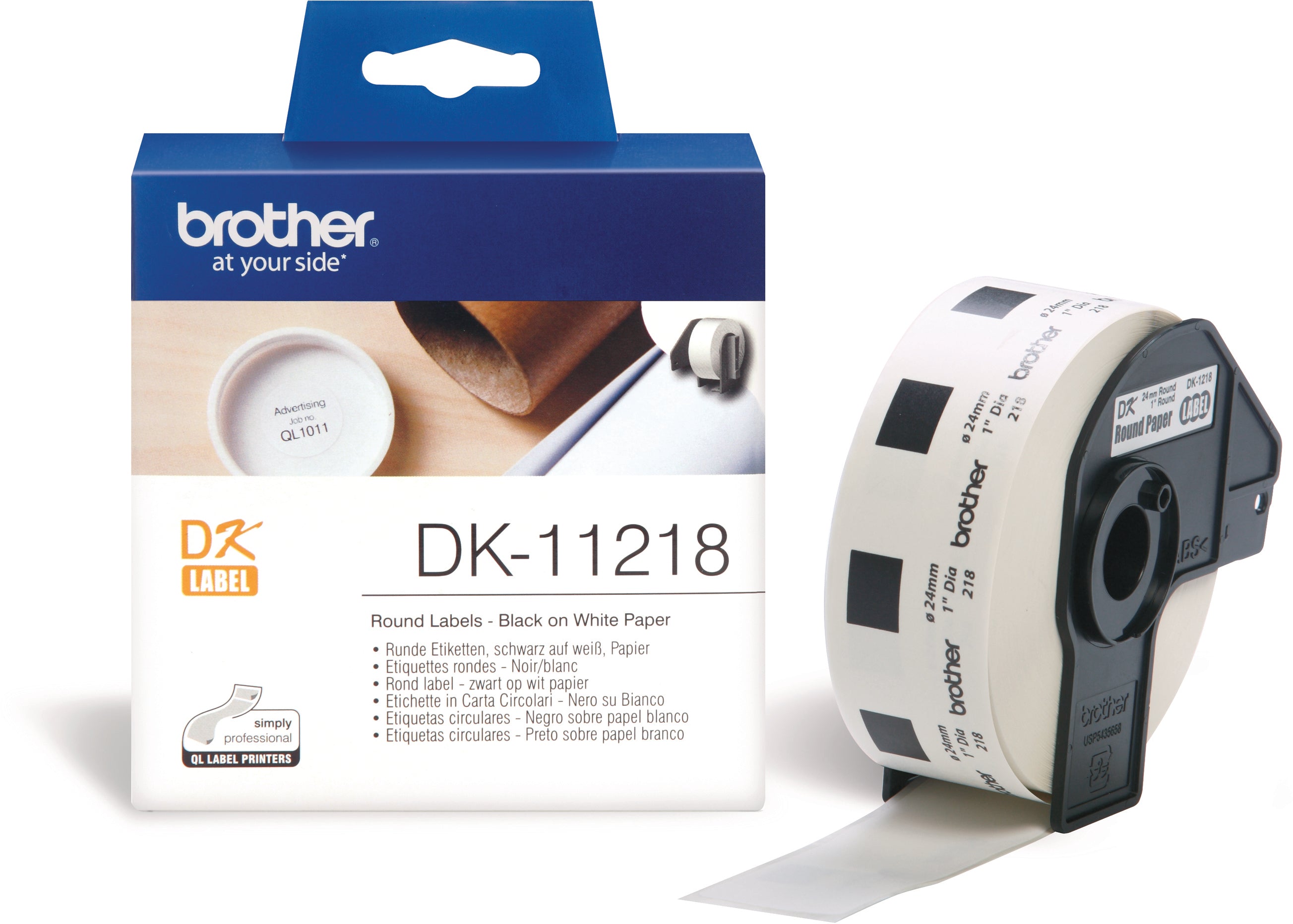 Ptouch Brother DK-11218 – Markierungspunkte Ø 24 mm – für Brother QL-500/550