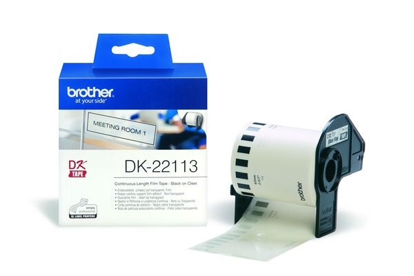 Ptouch DK-22113 – Endlos-Etiketten 62 × 15,24 m – Folie, transparent – für QL-500/550