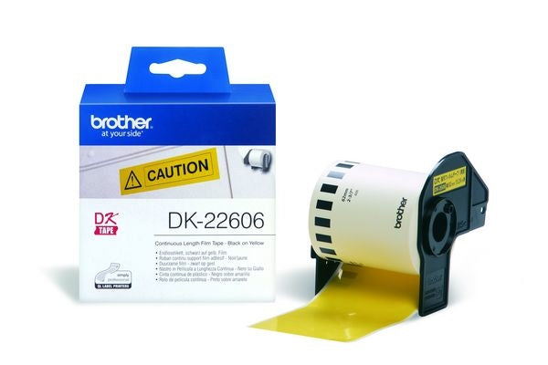 Ptouch DK-22606 – Endlos-Etiketten 62 × 15,24 m – Folie, Gelb – für QL-500/550