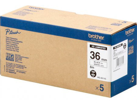 Ptouch HG-261 Schriftband – Schwarz auf Weiss – 36 mm × 8 m – für P-touch 9700PC/9800PCN, 5 Stück