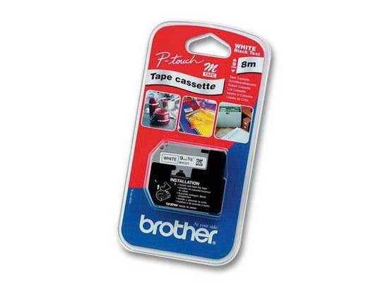 Ptouch Brother M-K221BZ Schriftband – schwarz auf weiss – 9 mm × 8 m, nicht laminiert – für Brother P-touch