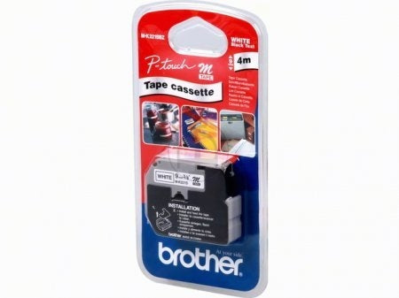 Ptouch Brother M-K221SBZ Schriftband – Schwarz auf Weiss – 9 mm × 4 m, nicht laminiert – für Brother P-touch