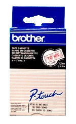 Ptouch Brother TC-102 Schriftband – rot auf transparent – 12 mm × 7,7 m, laminiert – für Brother P-touch