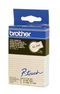 Ptouch Brother TC-291 Schriftband – schwarz auf weiss – 9 mm × 7,7 m, laminiert – für Brother P-touch PT-3000