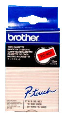 Ptouch Brother TC-401 Schriftband – Schwarz auf Rot – 12 mm × 7,7 m, laminiert – für Brother P-touch
