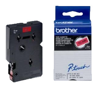 Ptouch Brother TC-491 Schriftband – schwarz auf rot – 9 mm × 7,7 m, laminiert – für Brother P-touch