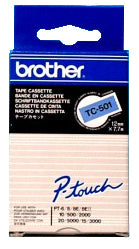 Ptouch Brother TC-501 Schriftband – Schwarz auf Blau – 12 mm × 7,7 m, laminiert – für Brother P-touch