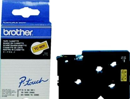 Ptouch Brother TC-601 Schriftband – Schwarz auf Gelb – 12 mm × 7,7 m, laminiert – für Brother PT-3000