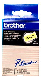 Ptouch Brother TC-C01 fluoreszierendes Schriftband – schwarz auf gelb – 12 mm × 7,7 m, laminiert – für Brother P-touch