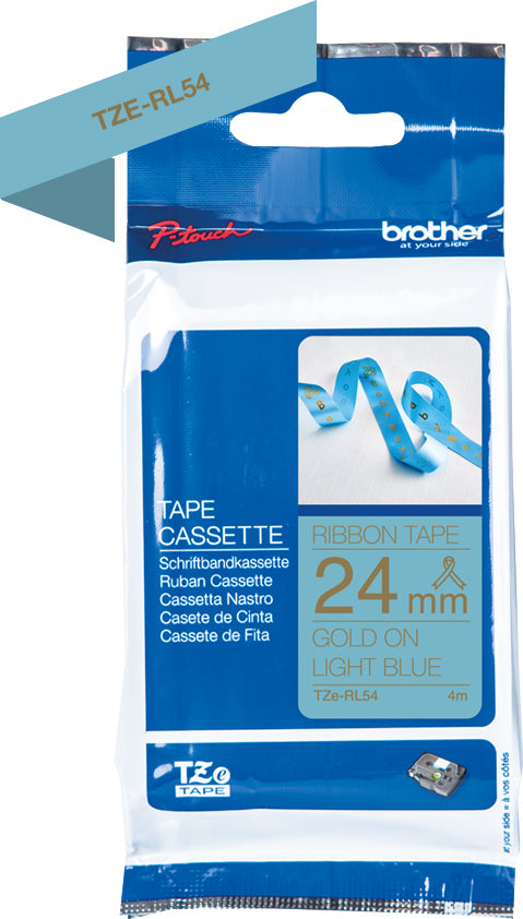 Ptouch Brother TZe-RL54 Textil-/Satinband – schwarz auf weiss – 24 mm × 4 m – für Brother P-touch