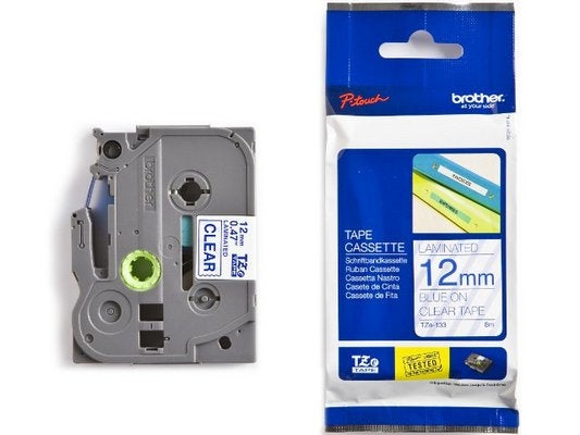 Ptouch Brother TZe-133 Schriftband – Blau auf Transparent – 12 mm × 8 m, laminiert – für Brother P-touch