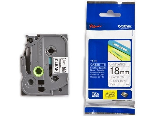 Ptouch Brother TZe-141 Schriftband – Schwarz auf Transparent – 18 mm × 8 m, laminiert – für Brother P-touch