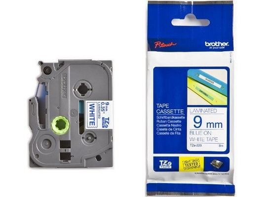 Ptouch Brother TZe-223 Schriftband – Blau auf Weiss – 9 mm × 8 m, laminiert – für Brother P-touch