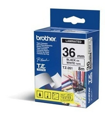 Ptouch Brother TZe-261 Schriftband – Schwarz auf Weiss – 50 mm × 8 m, laminiert – für Brother P-touch