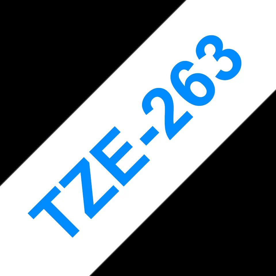 Ptouch Brother TZe-263 Schriftband – Blau auf Weiss – 36 mm, laminiert – für Brother P-touch