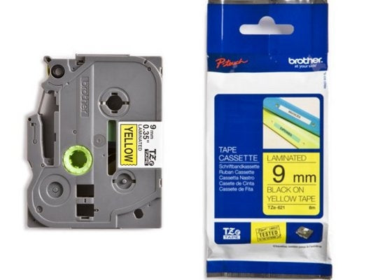Ptouch Brother TZe-621 Schriftband – Schwarz auf Gelb – 9 mm × 8 m, laminiert – für Brother P-touch