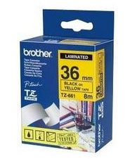 Ptouch Brother TZe-661 Schriftband – Schwarz auf Gelb – 36 mm × 8 m, laminiert – für Brother P-touch PT-3600