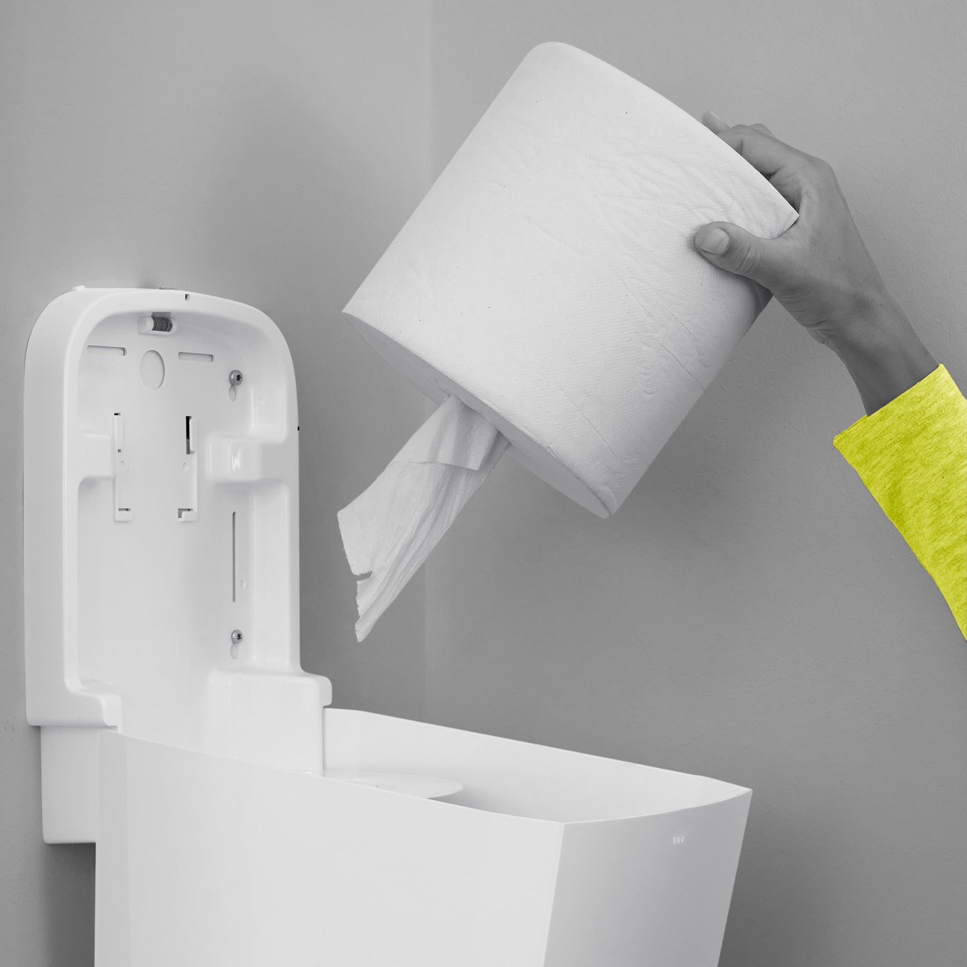 Clear+ Handtuchrollenspender – für kernlose Papierrollen, Kunststoff, Wandmontage