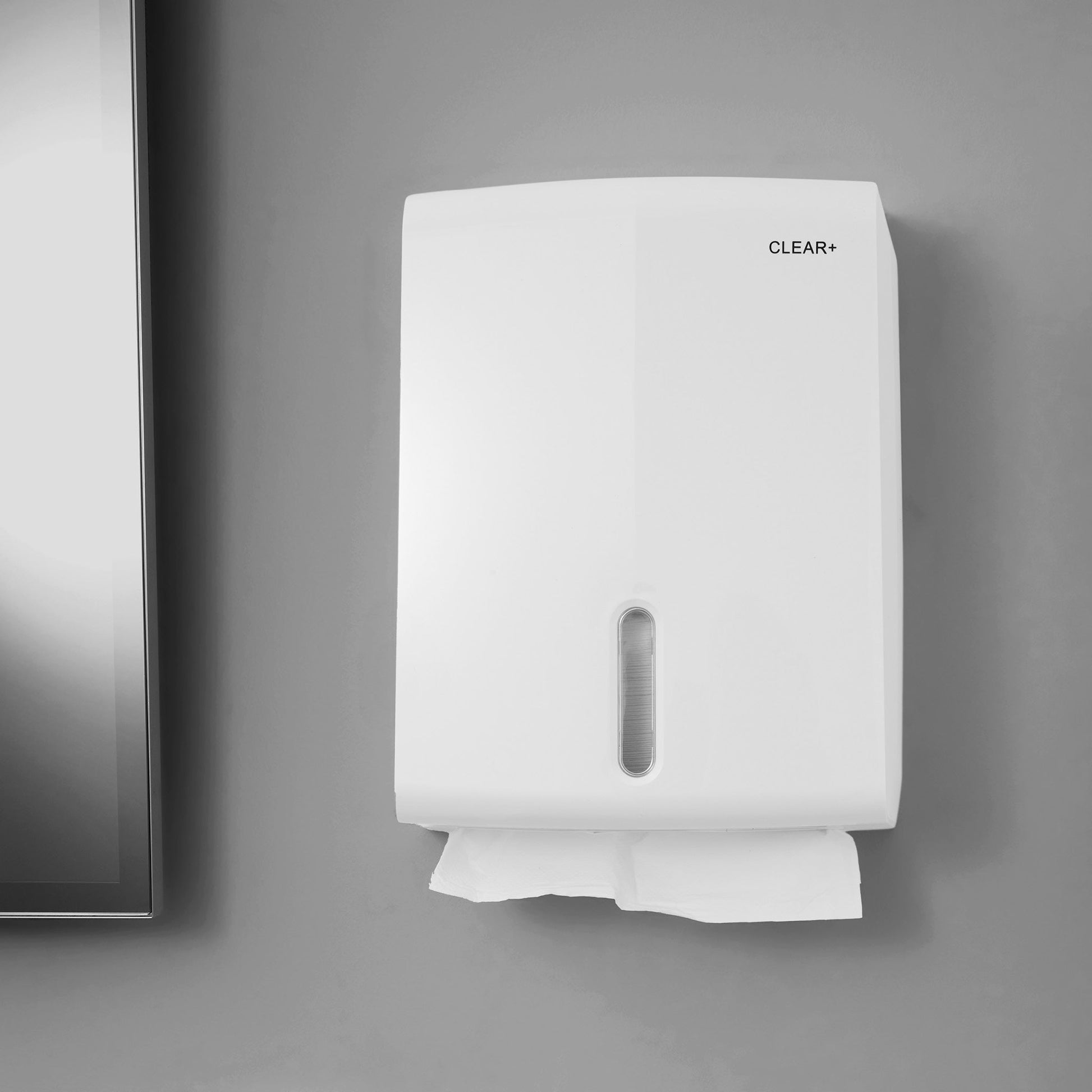 Clear+ Falthandtuchspender – für V-Falz oder Z-Falz, Kunststoff, Wandmontage