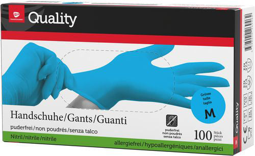 Quality Einweghandschuhe Nitril, 975742 – M, 100 Stück – Blau, puderfrei