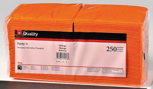 Quality Party-Servietten Orange – 12,8 × 25,3 cm – 250 Stück