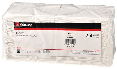 Quality Servietten Party – weiss – 24 × 24 cm – 250 Stück
