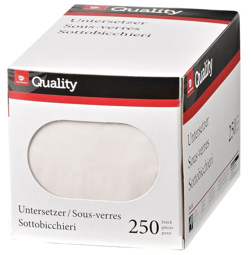 Quality Untersetzer, Papier/Karton, rund – Ø 9 cm, weiss – 250 Stk.