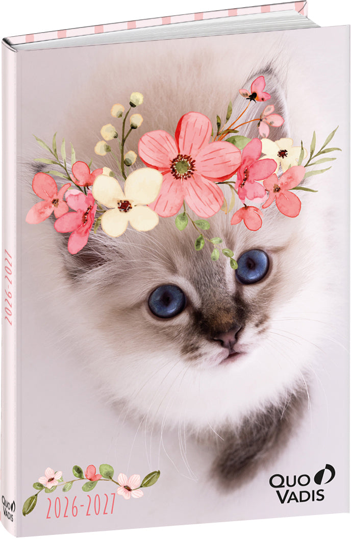 Quo-vadis Quo Vadis Eurotextagenda – Tagesagenda 2026/27, 1 Tag/1 Seite, 12,8 × 17,6 cm, Katze
