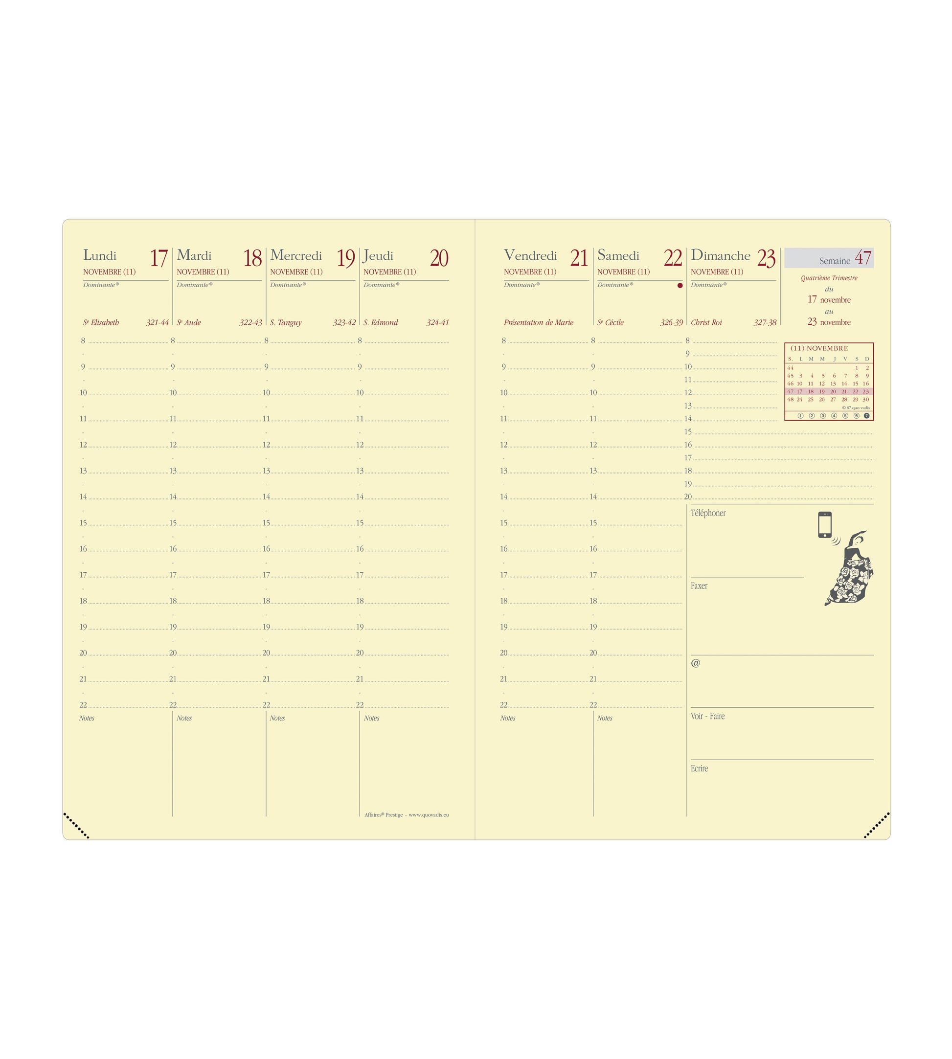 Quo Vadis Affaires – Kalendereinlage 2027, 1 Woche/2 Seiten, 10,3 × 15,4 cm