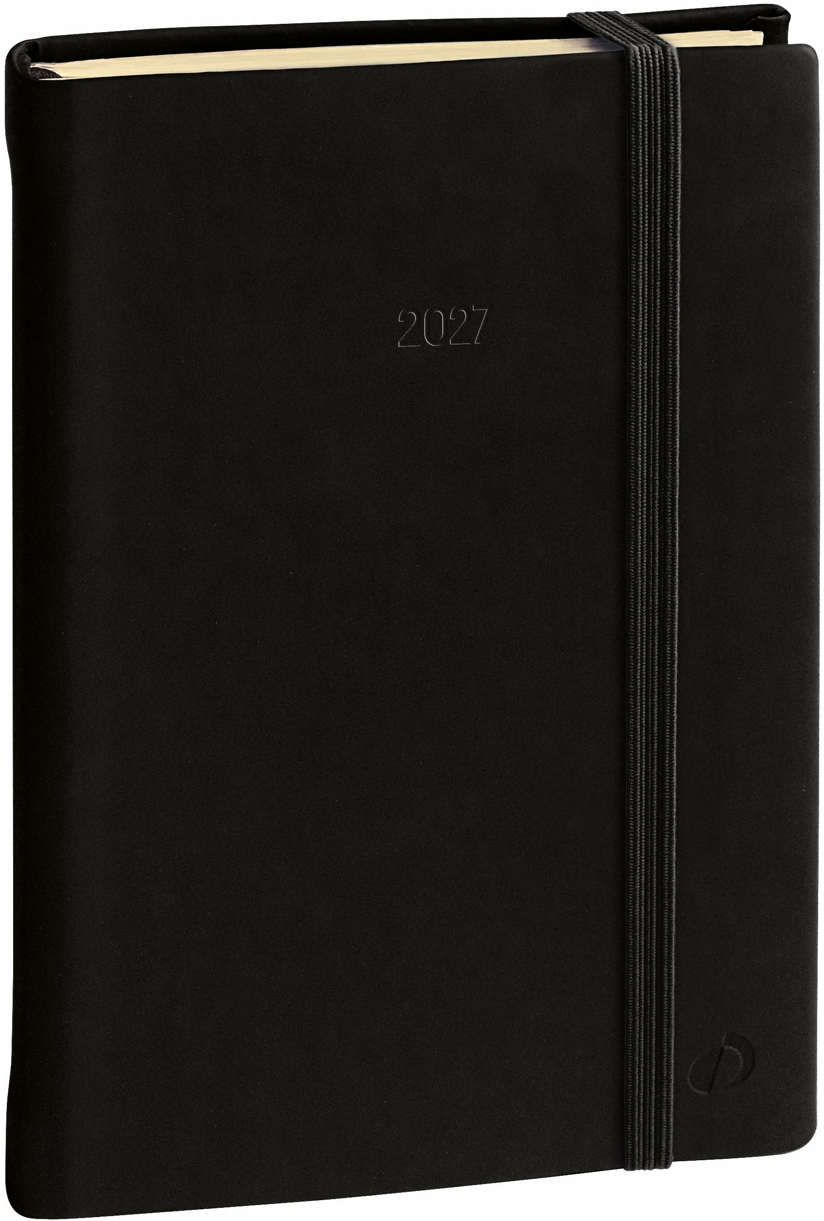 Quo-vadis Quo Vadis Silk Aff. Prest. – Wochenagenda 2027, 1 Woche/2 Seiten, 11,4 × 15,6 cm, Schwarz