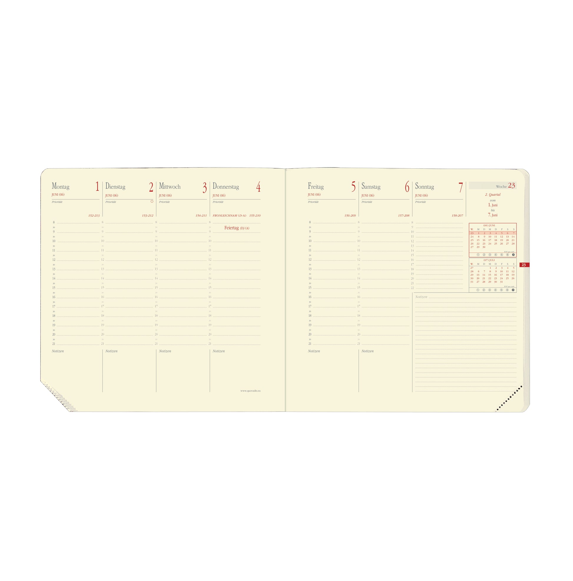 Quo Vadis Exec.Pres. – Kalendereinlage 2027, 1 Woche/2 Seiten, 16,1 × 16,1 cm