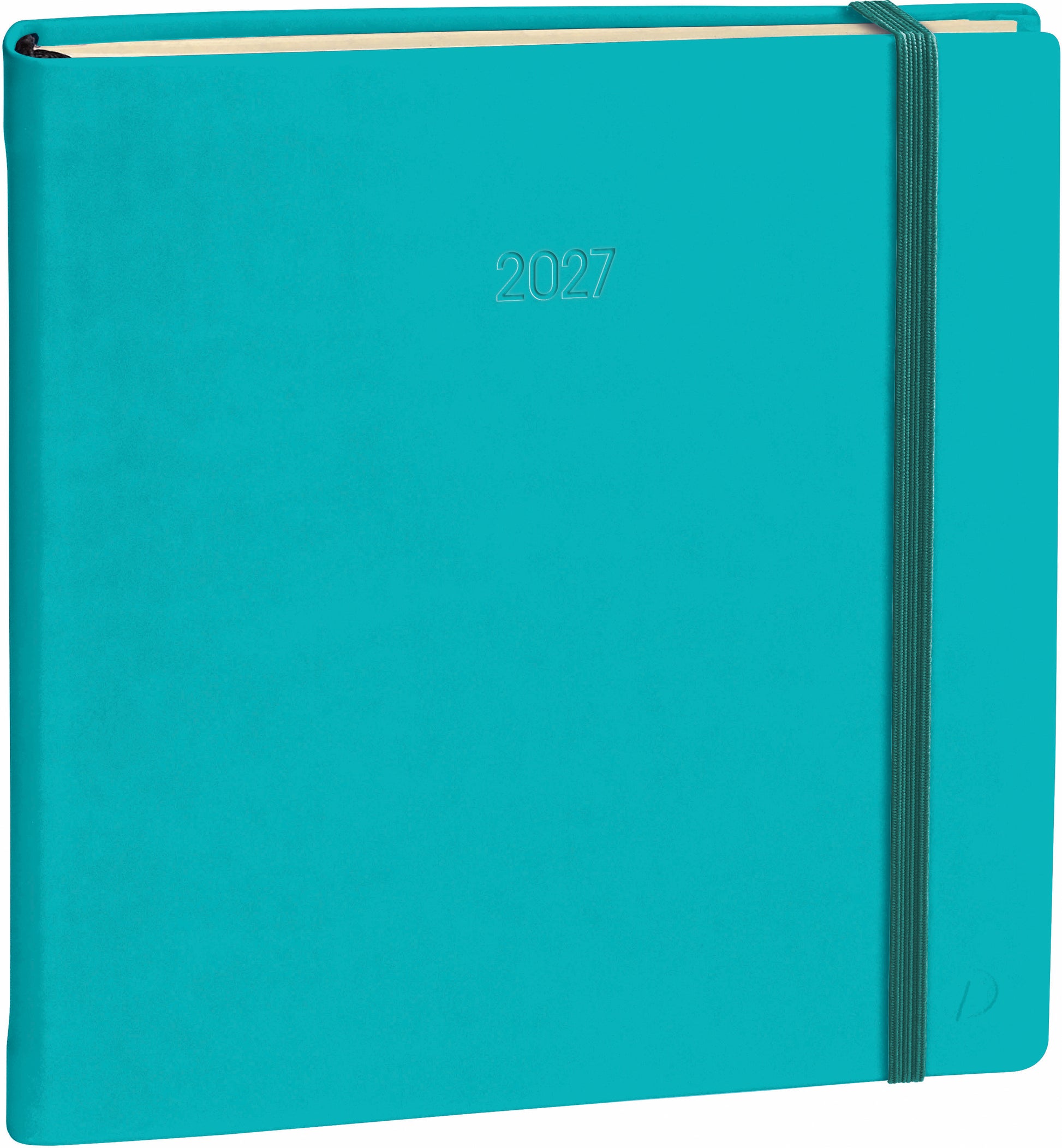 Quo-vadis Quo Vadis Executif Prestige Silk – Wochenagenda 2027, 1 Woche/2 Seiten, 16,5 × 17,0 cm, türkis