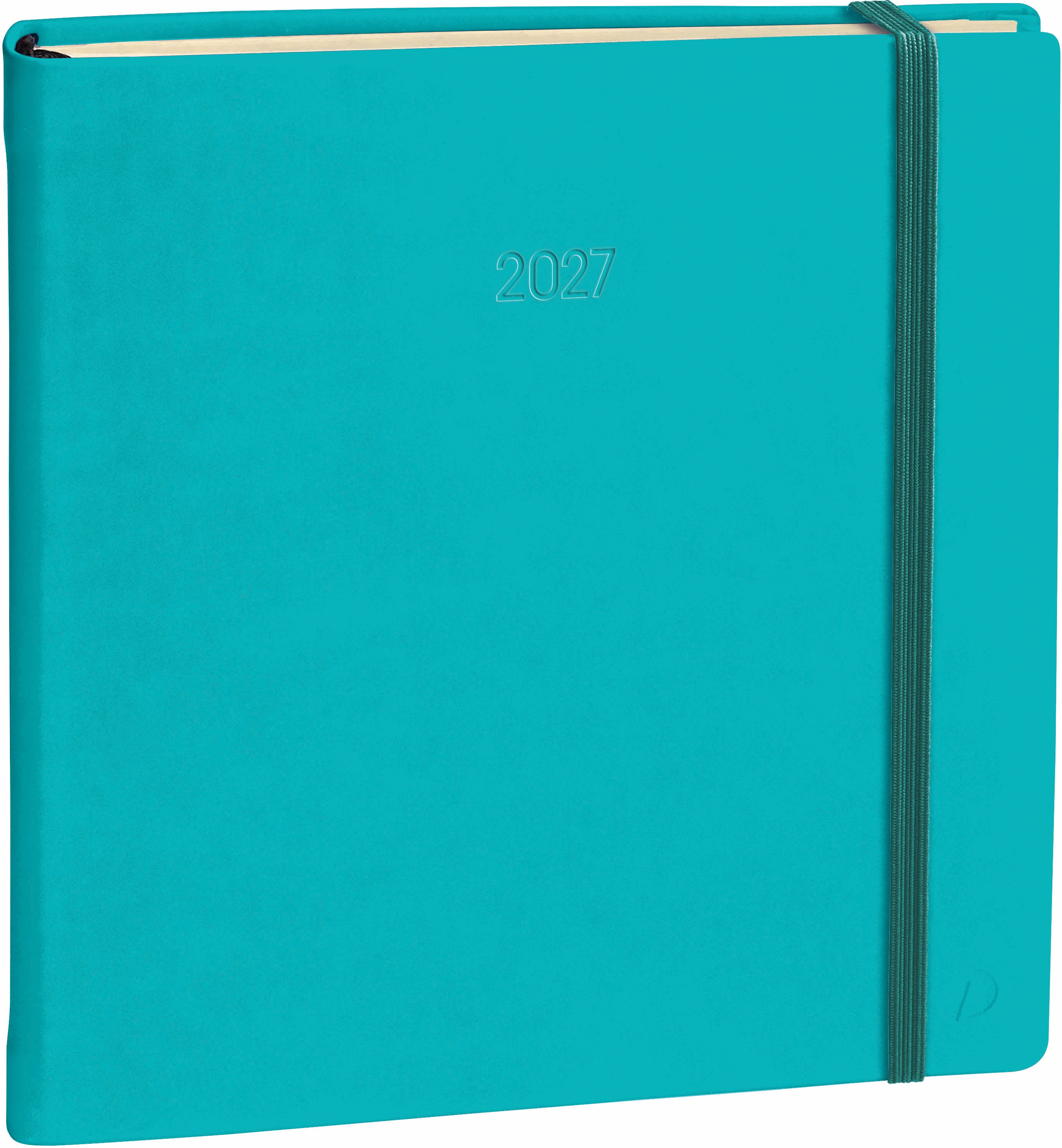 Quo-vadis Quo Vadis Executif Prestige Silk – Wochenagenda 2027, 1 Woche/2 Seiten, 16,5 × 17,0 cm, türkis