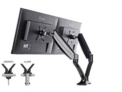 iiyama Monitorarm, Dual, Tischklemme, bis 27", VESA 100 × 100 mm, 5 kg, Gasfeder
