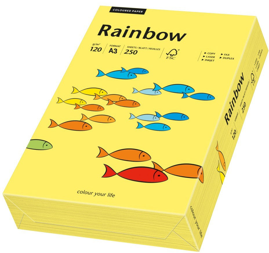 Rainbow Farbiges Kopierpapier Gelb – A3, 120 g/m², 250 Blatt