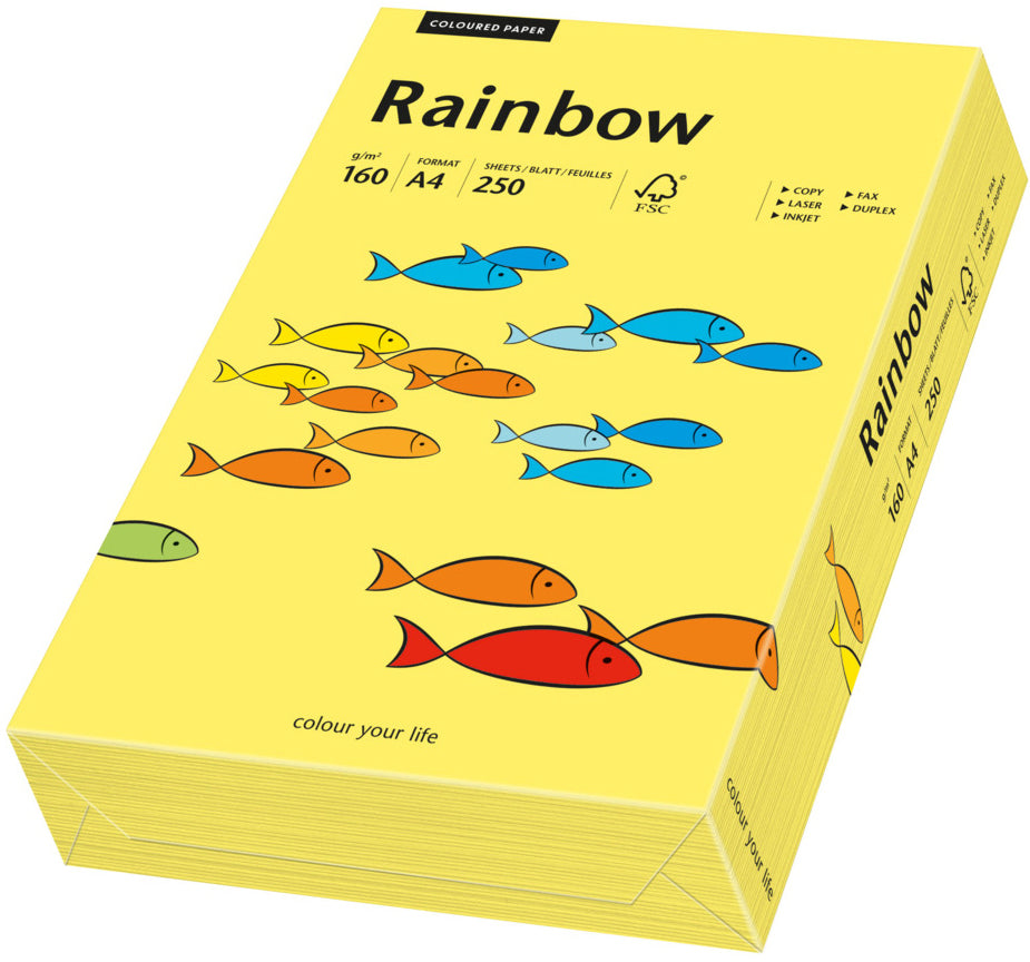 Rainbow Farbiges Kopierpapier Gelb – A4, 160 g/m², 250 Blatt