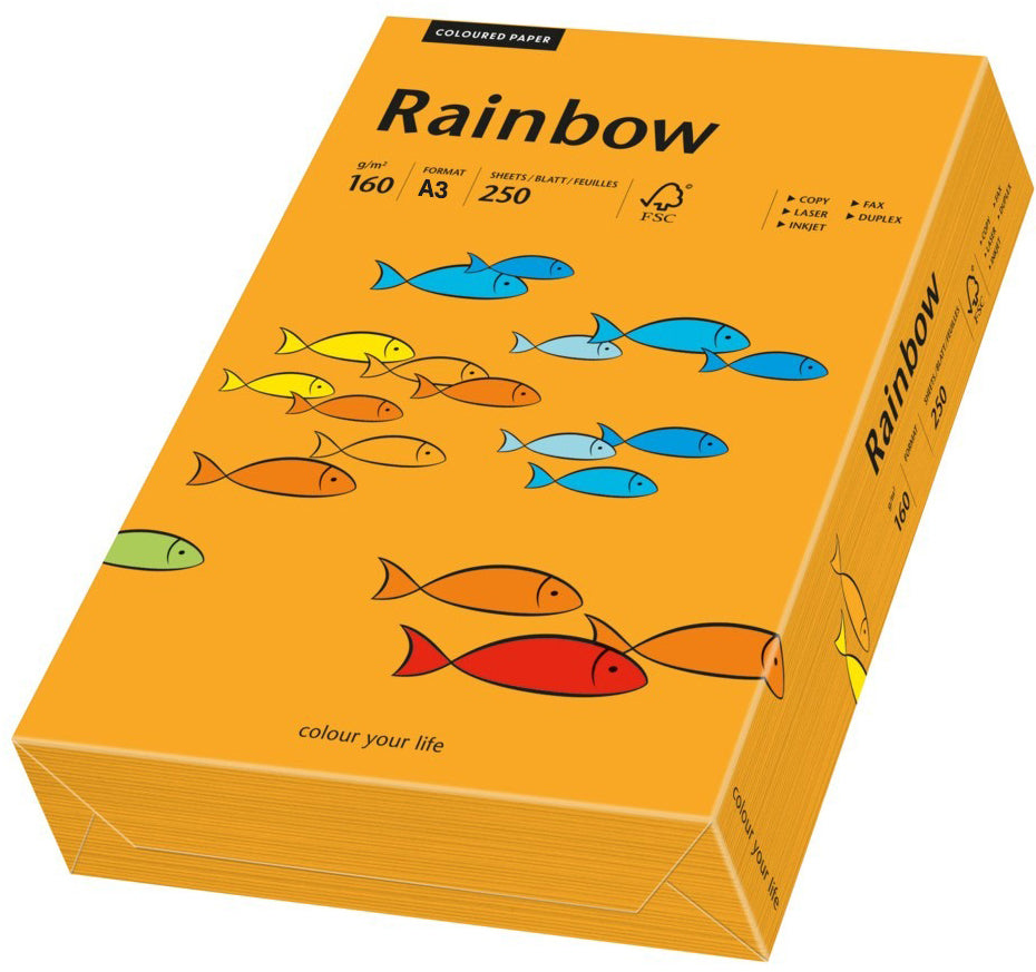 Rainbow Farbiges Kopierpapier Orange – A3, 160 g/m², 250 Blatt