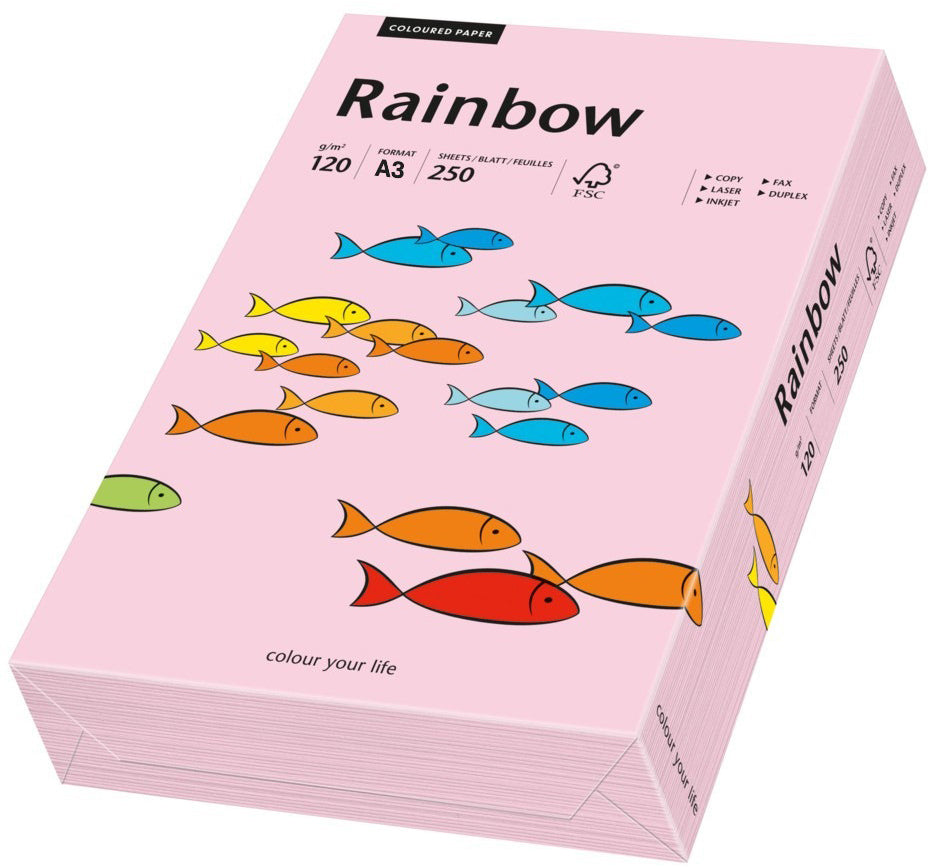 Rainbow Farbiges Kopierpapier Hellrosa – A3, 120 g/m², 250 Blatt