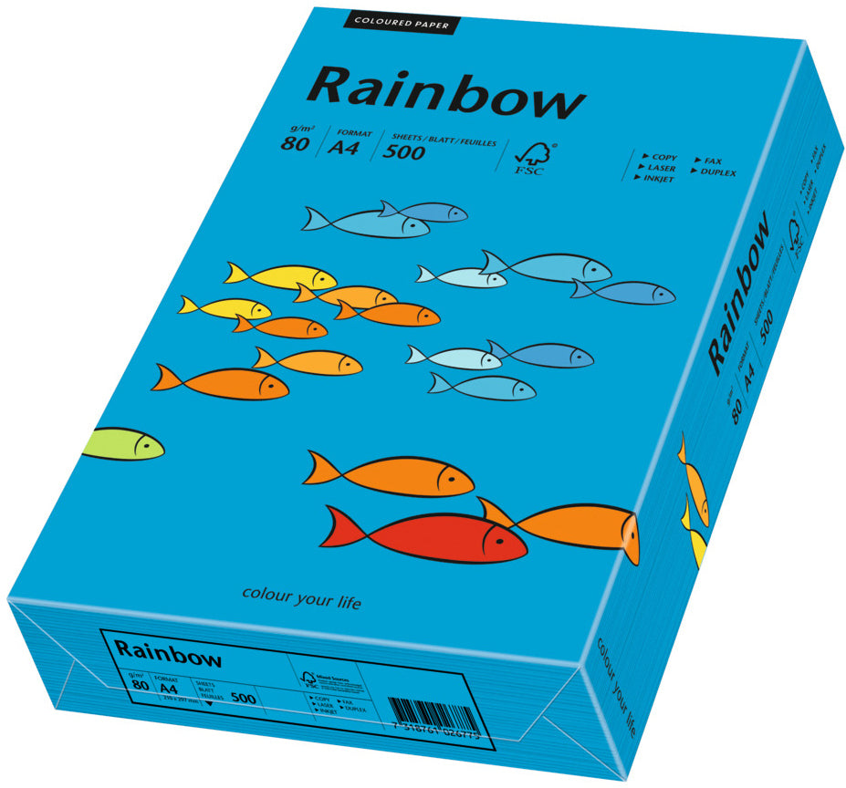Papyrus Rainbow Farbiges Kopierpapier matt intensivblau – A4, 80 g/m², 500 Blatt