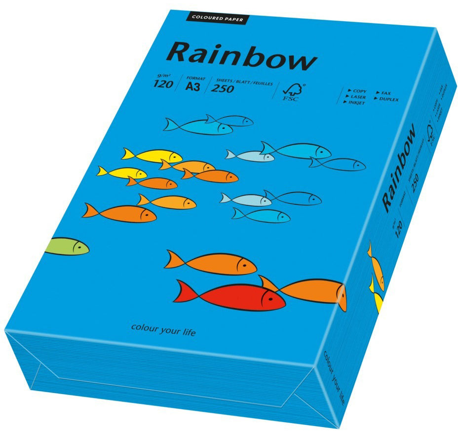 Rainbow Farbiges Kopierpapier Intensivblau – A3, 120 g/m², 250 Blatt