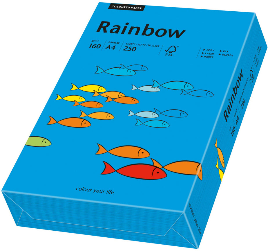 Rainbow Farbiges Kopierpapier Intensivblau – A4, 160 g/m², 250 Blatt